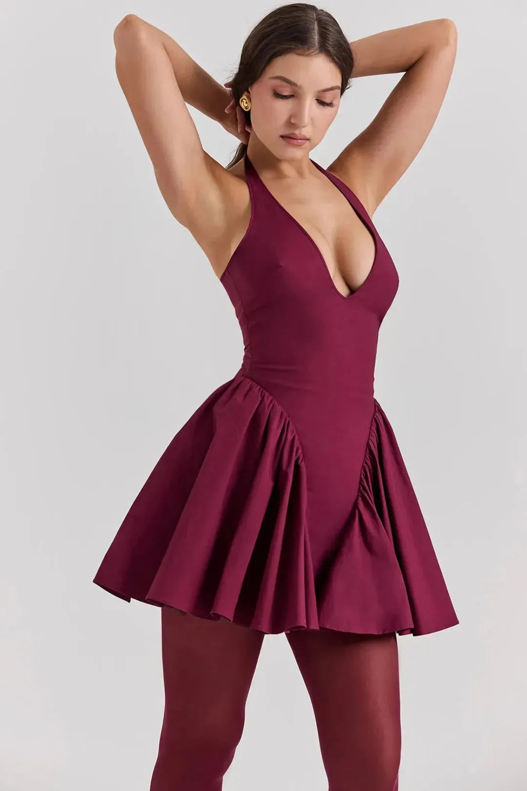 Vestido Curto Modelador Com Alça Vinho Modelo Georginna