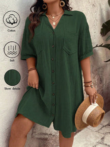 Vestido feminino tipo chamise e tecido de algodão Daniela. Plus Size