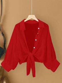 Blusa feminina de praia com amarre frontal Lilian. Plus Size