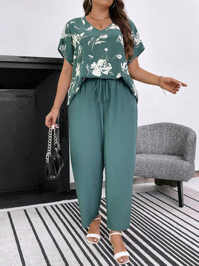 Conjunto Feminino de Blusa e Calça Gina. Plus Size.