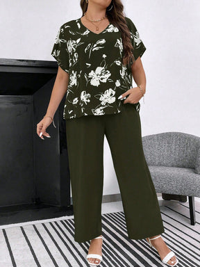 Conjunto Feminino de Blusa e Calça Gina. Plus Size.