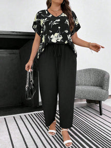 Conjunto Feminino de Blusa e Calça Gina. Plus Size.