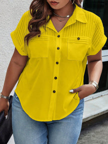 Blusa Feminina Plus Size Manga curta com detalhes Pérola