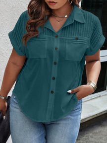 Blusa Feminina Plus Size Manga curta com detalhes Pérola