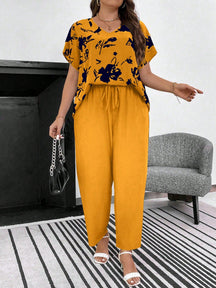 Conjunto Feminino de Blusa e Calça Gina. Plus Size.