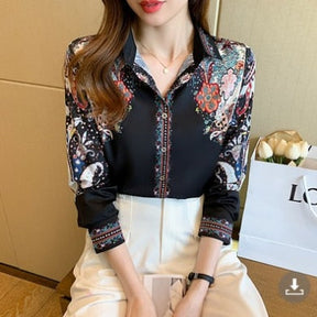 Camisa Feminina Social Elegante Floral