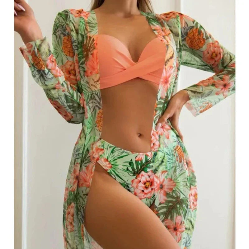 Conjunto Biquíni Feminino Saia de Praia com Bojo Corelle