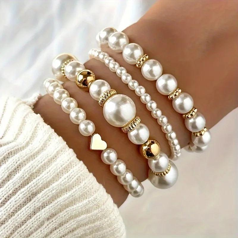 Conjunto de Pulseiras de Pérolas