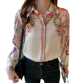Camisa Feminina Social Elegante Floral