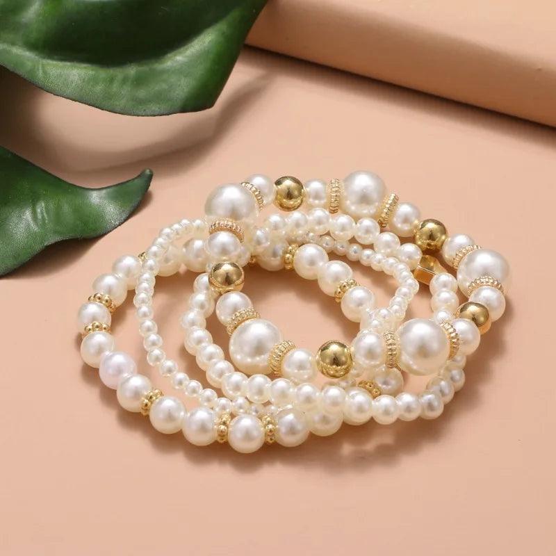 Conjunto de Pulseiras de Pérolas